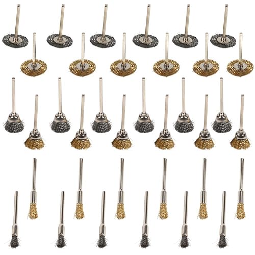 Cepillo de alambre de latón para 36 unids Cepillo de alambre para taladros Rueda de alambre de latón Kit de herramientas para eliminación de pintura