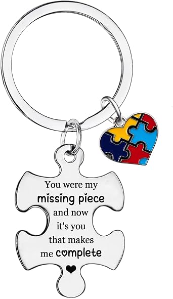 BESPMOSP Couple Keyring Anniversary Puzzle Keyring Valentine's Day Gifts for Her Him I Love You Gifts for Boyfriend Girlfriend Husband Wife Christmas Birthday Romantic Gift Anniversary Present