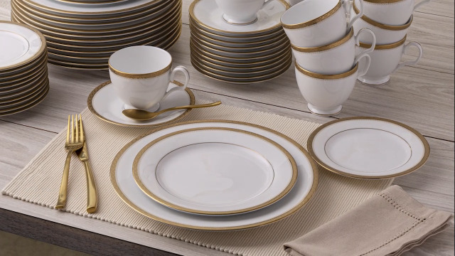 Amazon.com | Noritake Charlotta Gold 60-Piece Value Set, Service