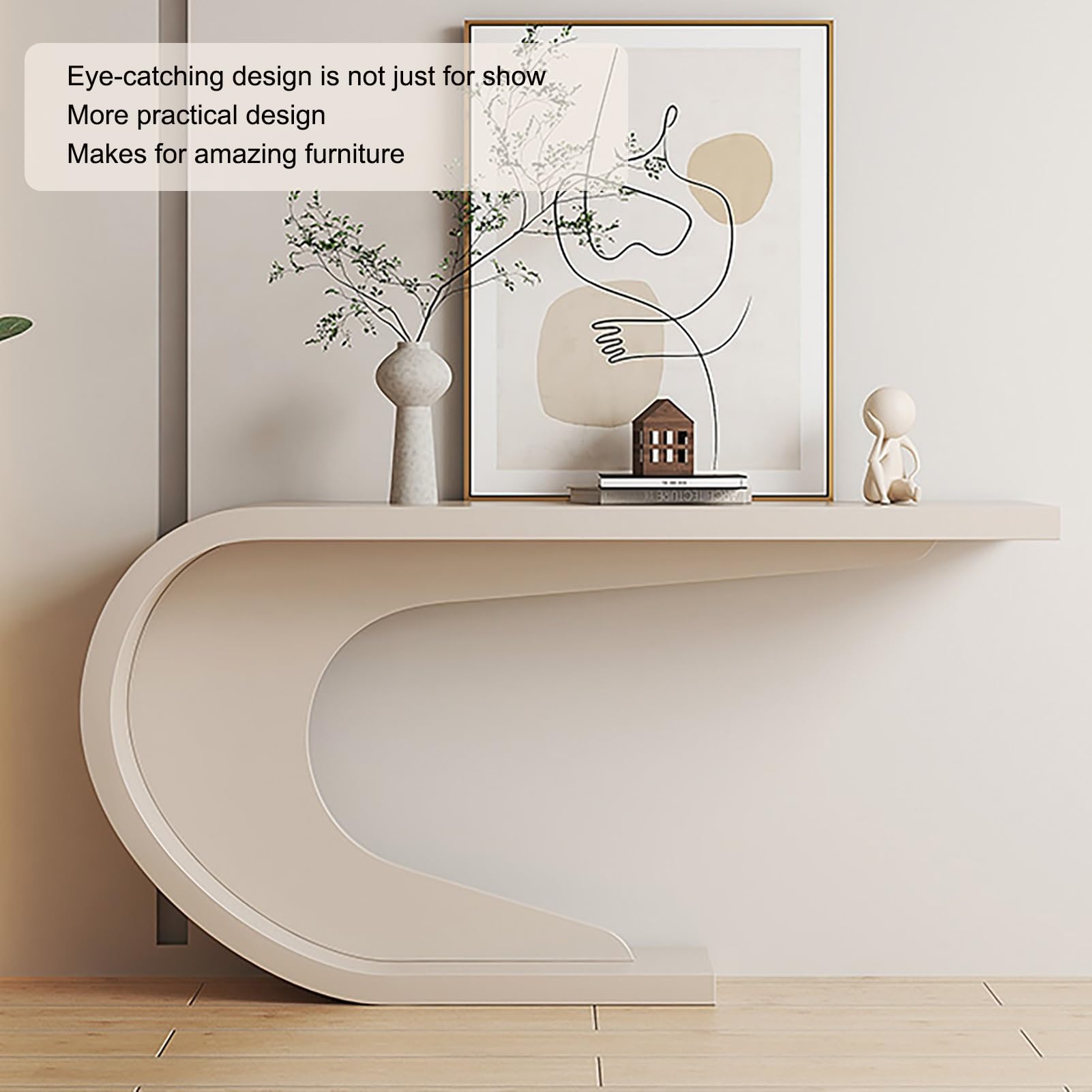 JHDXL Mesa Consola Moderna Entrada Recibidor, Mesa de Entrada con Marco geométrico de Metal, Mueble Recibidor para Sofá Estrecha para Entrada, Sala de Estar(Grey)
