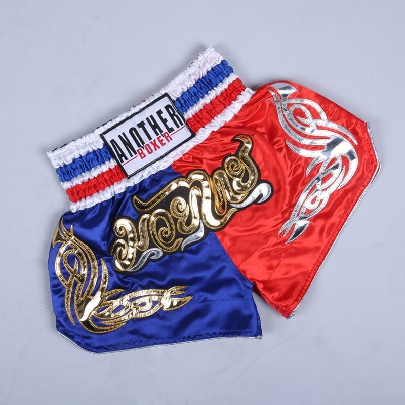 Unisexe Muay Thai Boxe Short AnotherBoxer MMA Kickboxing Combat Respirant (M Rouge+Blanc)