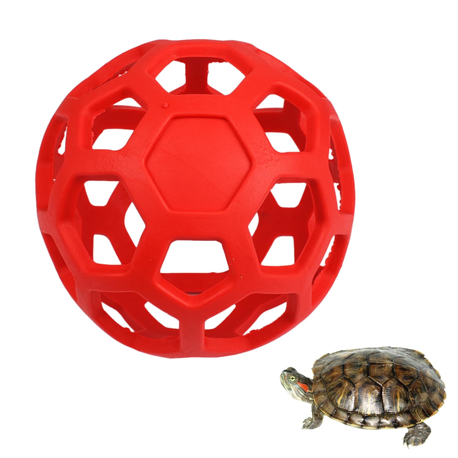 AOVNA Tortoise Treat Ball Feeder - Hollow Ball Fruit & Vegetable Feeder Holder for Turtle Horse, Rabbit (Red)