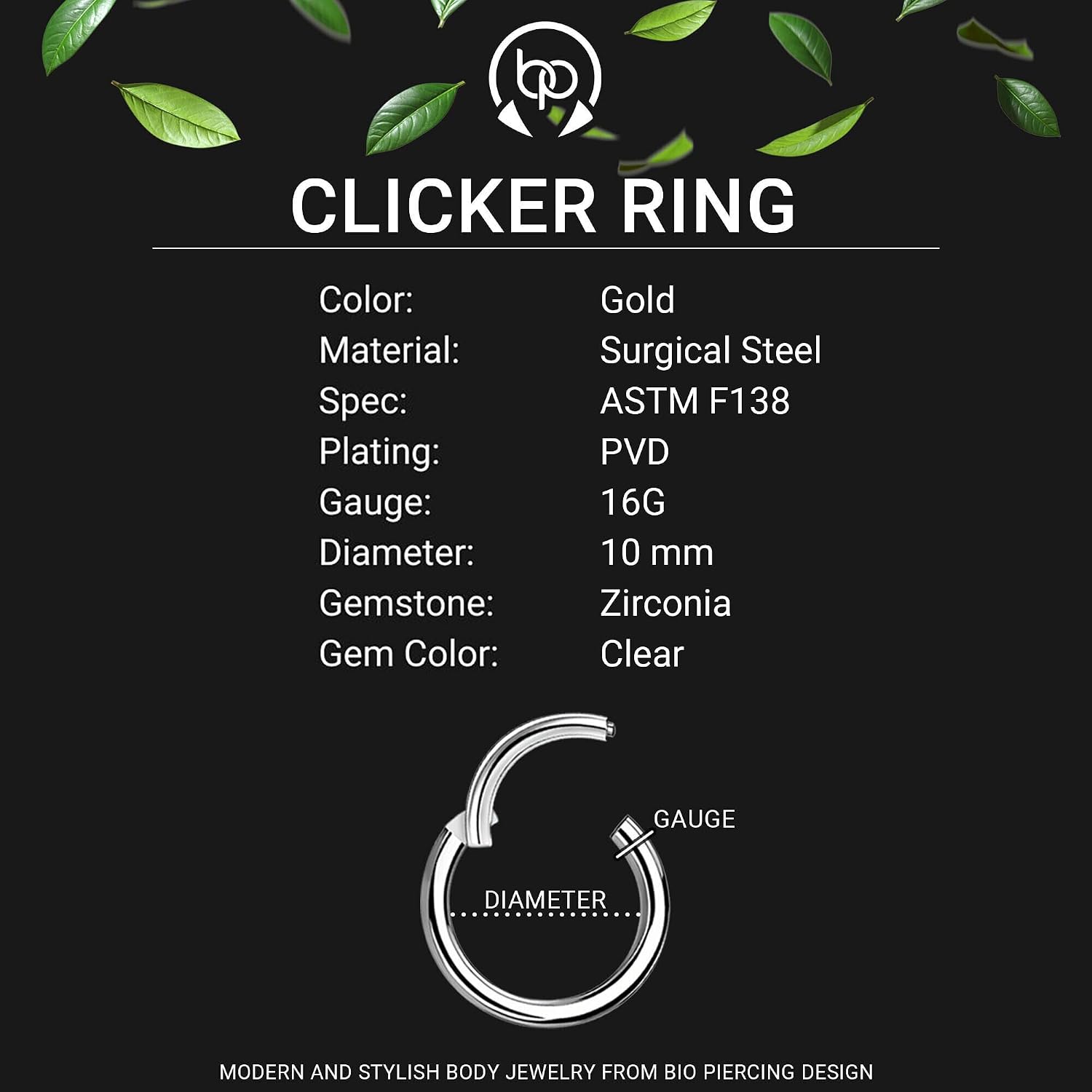 Surgical Steel Clicker Ring with Crystal Flower and Thin Segment, Nose Hoop Tragus Jewelry Helix Huggie Conch Ear Piercing Accessory