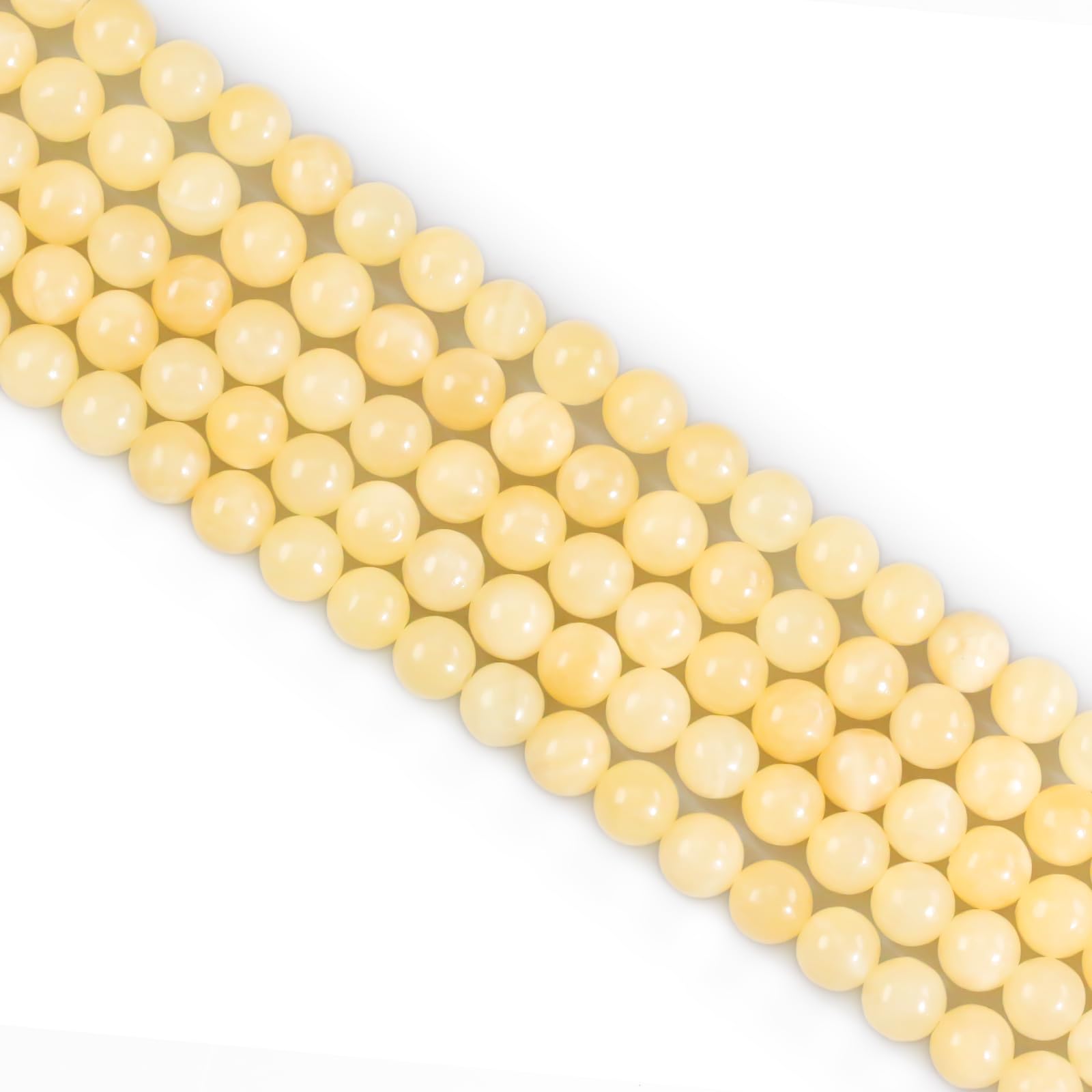 Ouubuuy 45pcs Yellow Jade 8mm Round Crystal Beads for Jewelry Making