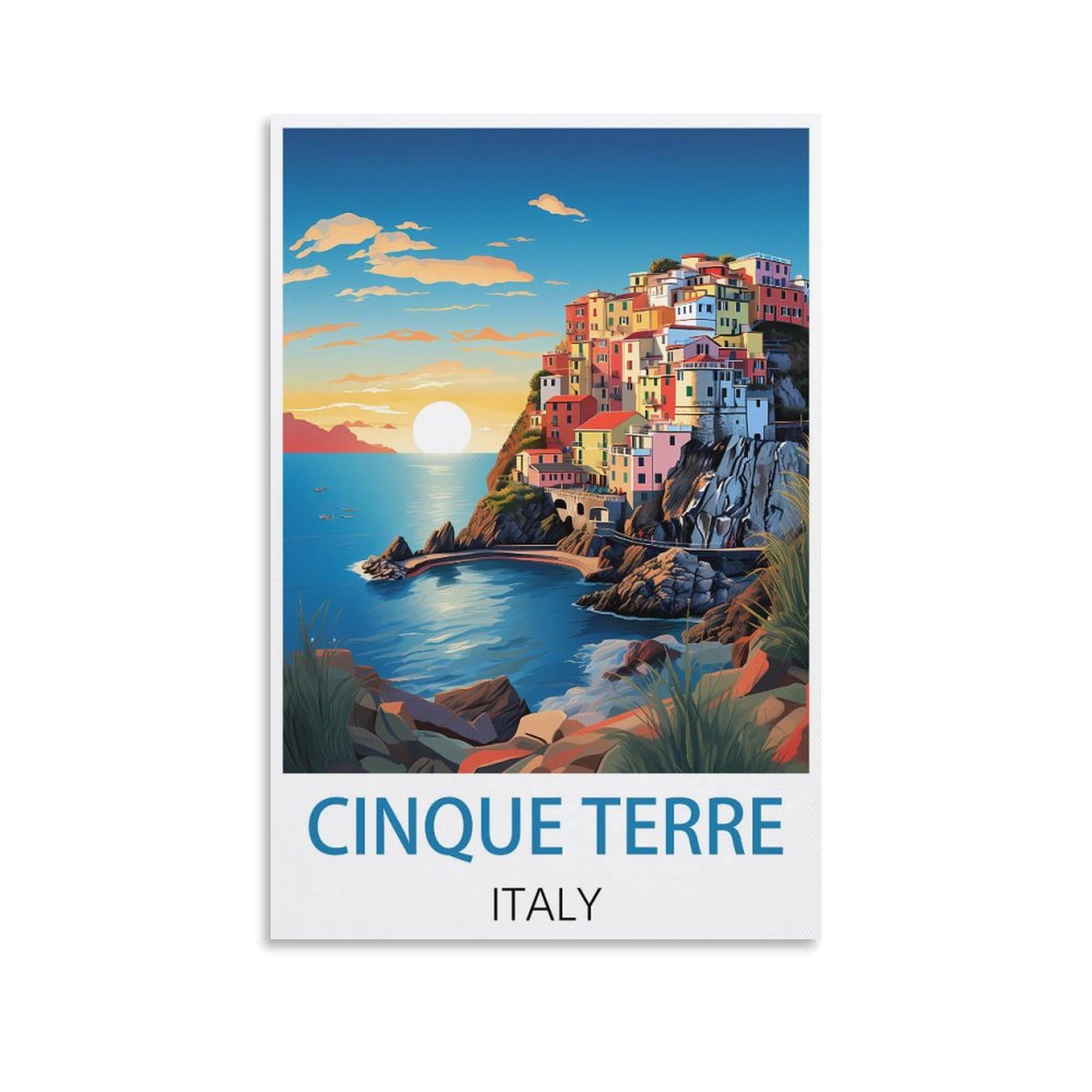 Zbbggoz Unframe-Style Cinque Terre Italy Vintage Travel Posters 16X24inch(40X60cm) Canvas Wall Posters And Art Picture Print Modern Family Bedroom Decor