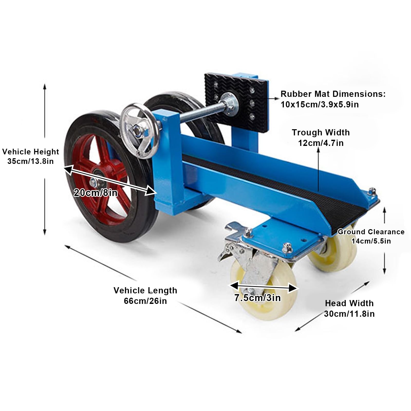 Carrello resistente per lastre di pietra, capacità 499 kg, ruote in gomma solida da 20,3 cm, morsetto regolabile per pannelli in granito, vetro, materassi e legno