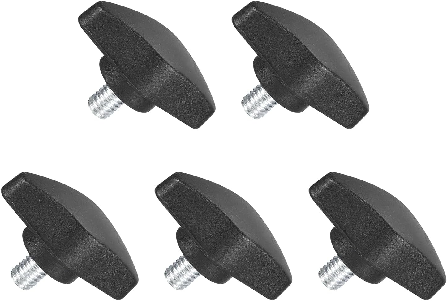 5Pcs Tee Wing Knobs Thumb Screws, M6 x 8mm Clamping Screw Knob Male Thread Carbon Steel T Shaped Thumb Screws Handle 36mm Dia. for Hand Tightening Knob Replacement, Black