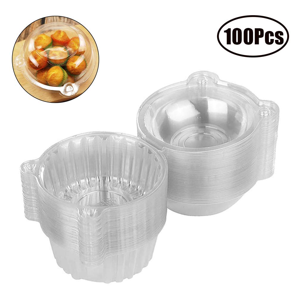 Buy Set of 100 Cupcake Boxes Plastic Clear Dome Single Muffin Container