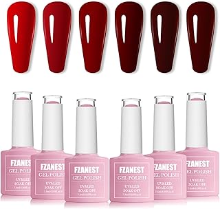 FZANEST Dark Red Gel Nail Polish Set,Rubber Blood Cherry Red Fall Winter Gel Polish Nail Kit Soak Off Nail Polish Home DIY Manicure Nail Salon Varnish