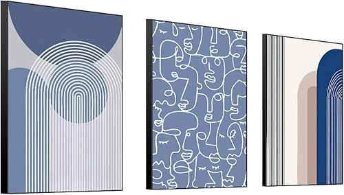 Miniatura 4 de FCHUI Framed Canvas Wall Art Set, minimalism Abstract Boho Oil Painting Photo Modern Posters Prints Ready to Decor Hanging Living Room Bedroom