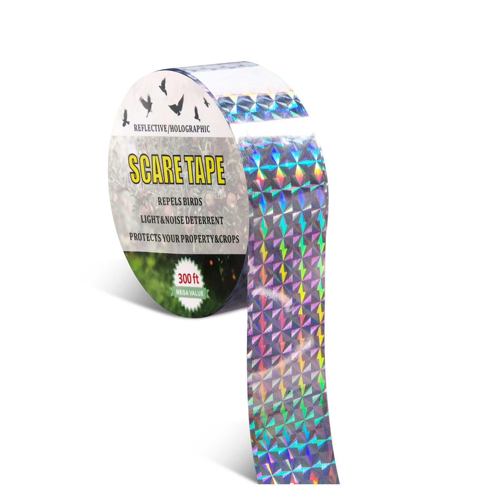 500 Foot Bird Scare Tape, Reflective Tape Deterrent for Outside Patio, Pigeon, Woodpecker Deterrents for House, Bird Ribbon Repellent Gel Device, Keep Birds Away Outdoor