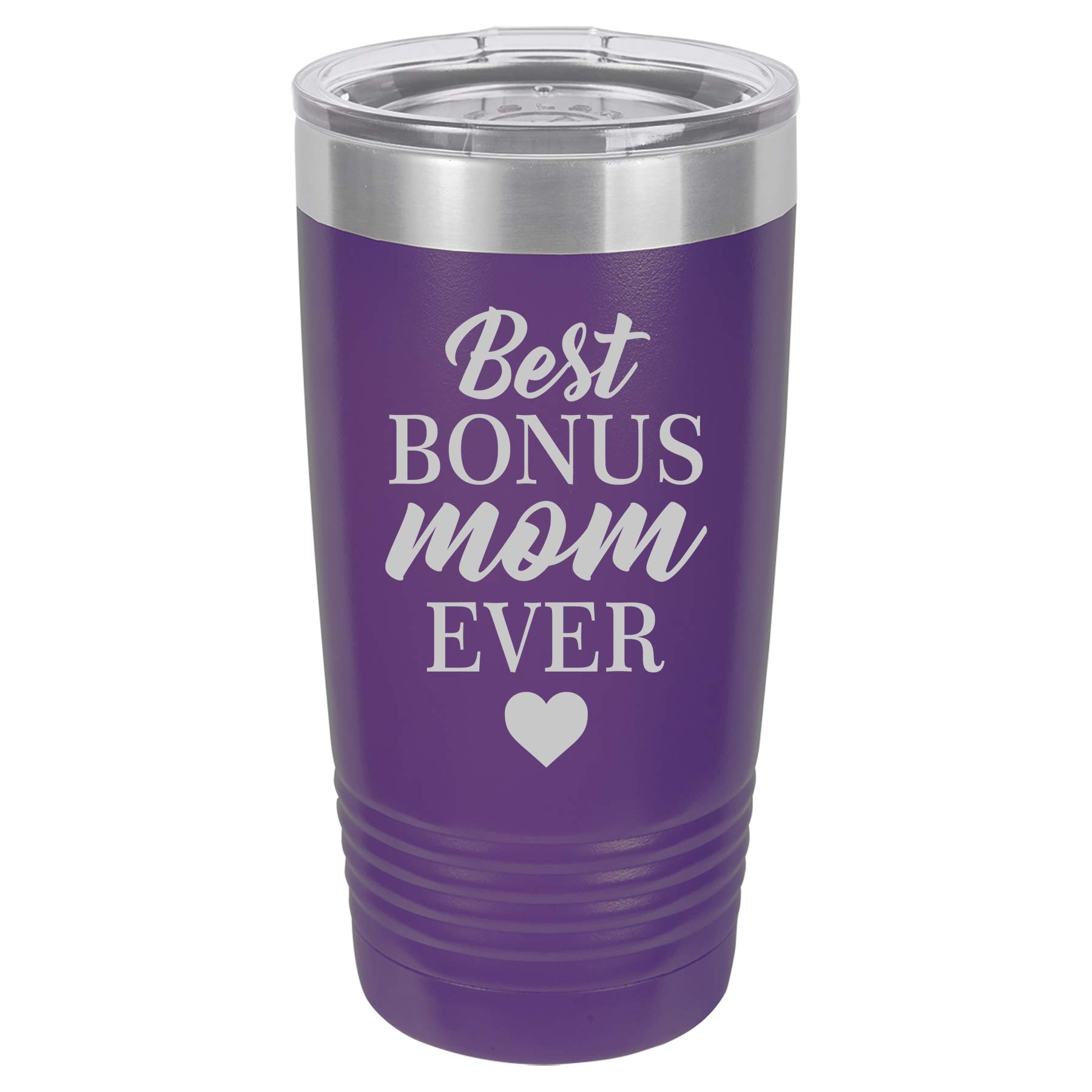 Tumbler Stainless Steel Vacuum Insulated Travel Mug Stepmom Step Mother Best B0NUS Mom Ever Mother In Law (Purple, 20 oz)