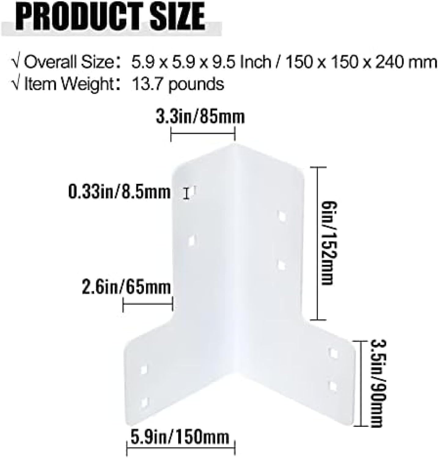 Workbench Corner Brackets, 8pcs White Corner Brackets, 4 Mm Tickness Right Angle Galvanized Steel Shop Table Bracket Kit for Workbench Or Desk Platform,White