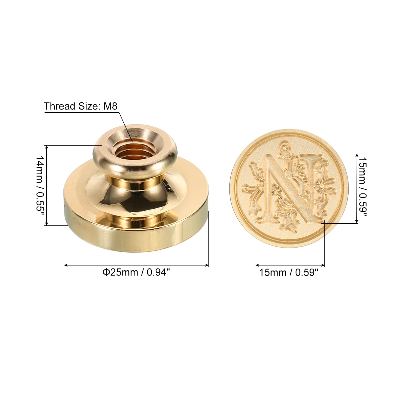 PATIKIL Alphabet N Wax Seal Stamp, Initial Letter Sealing Wax Stamp Classic Retro Brass Head for Envelope Invitation Cards - Image 2