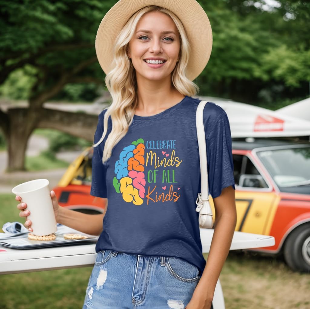 Autism Awareness Shirt Women Autism Shirts Mom Autistic Acceptance T Shirt Mental Health Casual Tops Tee Outfit - Image 2