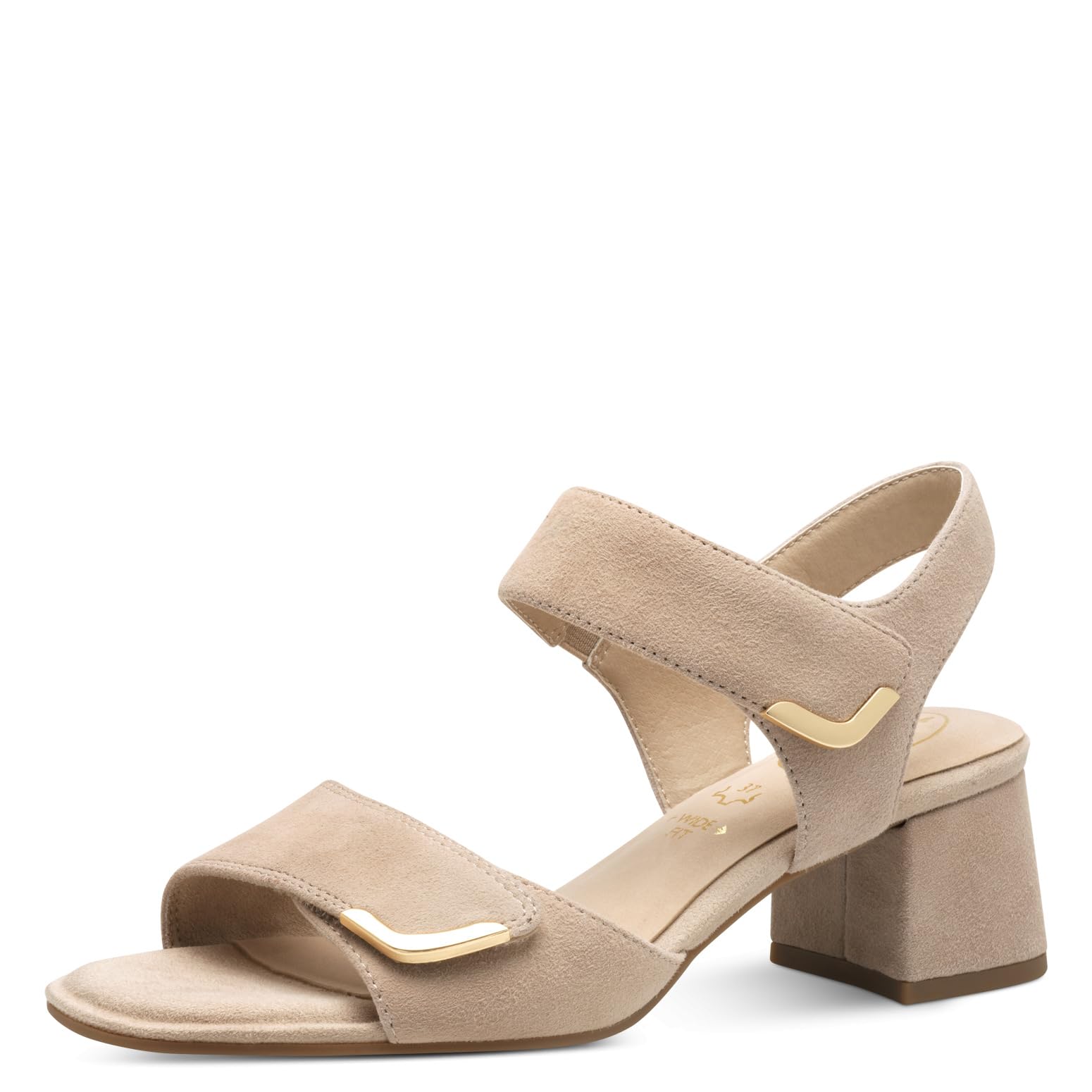 Tamaris Comfort Women’s Sandals with Heel Leather Block Heel, Beige Suede, 6,5 UK