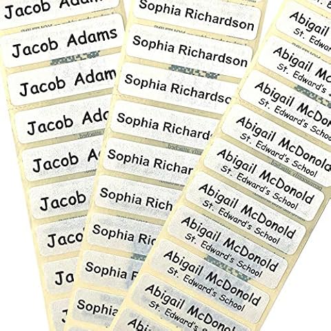 50 PRE-CUT Printed Name Tapes/Labels IRON-ON School Uniform tags Pre-Cut nametapes in Soft satin fabric Cover