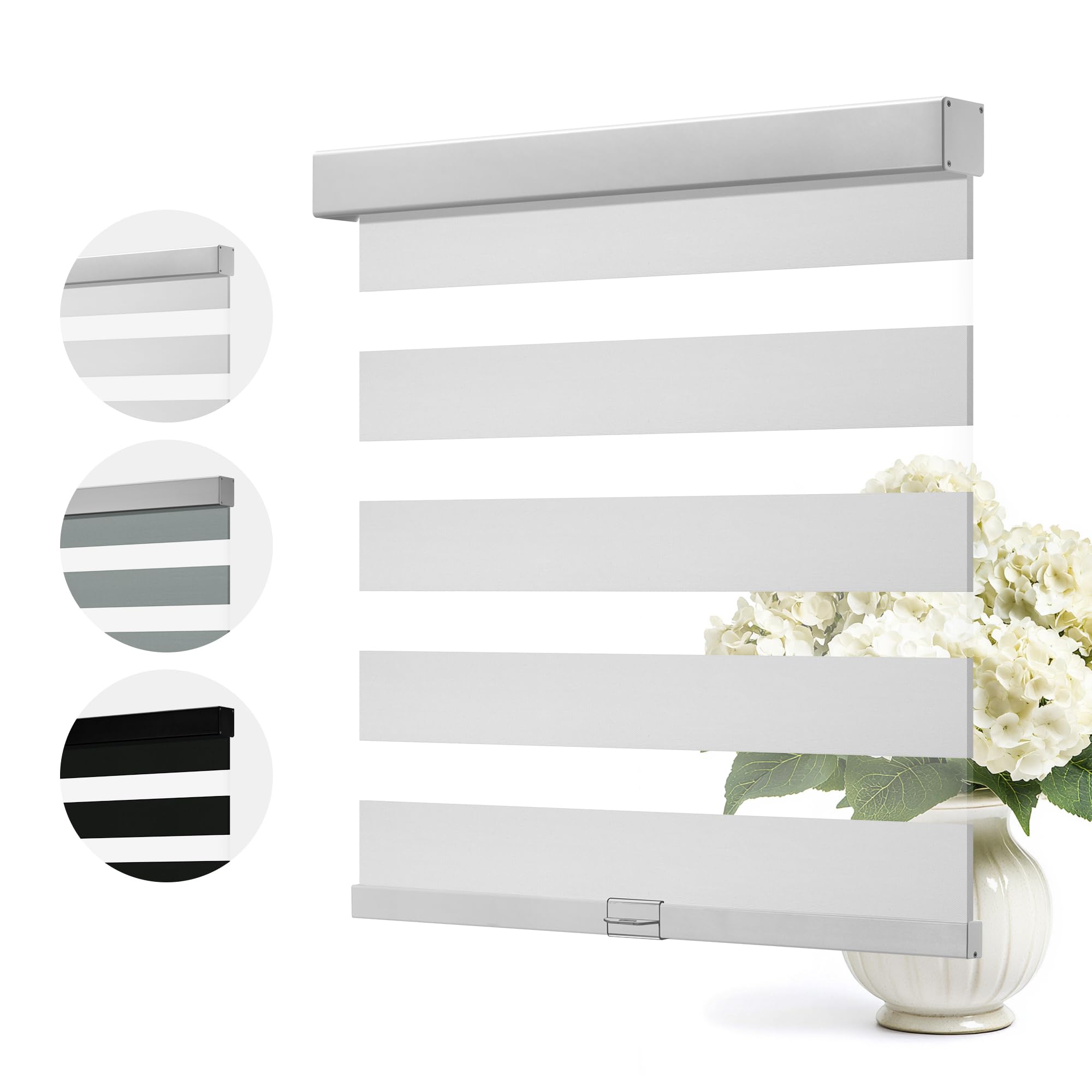 Boolegon Blackout Zebra Blinds, Cordless, Privacy Protection, UV Protection, Dual Layer Roll Up Blind for Windows, Light Control for Day and Night,