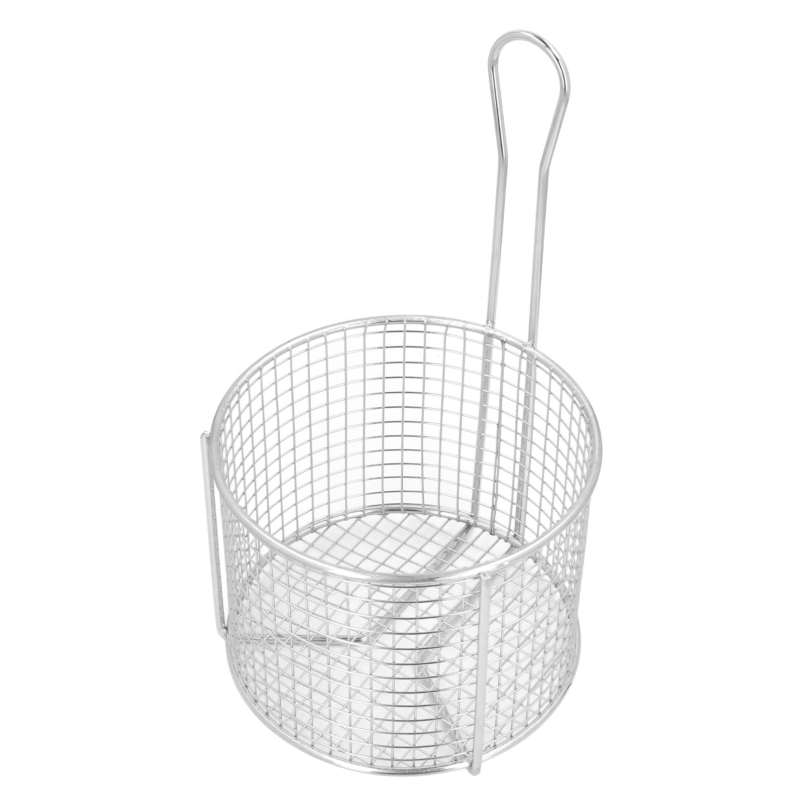 Cryfokt Cesta para Freír Redonda de Acero Inoxidable Precisa, Segura y Resistente para Freír y Servir Alimentos, con Asa para Utensilios de Cocina Domésticos (Malla escasa)