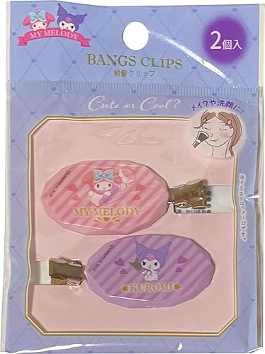 Sanrio My Melody & Kuromi - Pinzas para el cabello, accesorios pasador izquierdo y derecho, unisex, juego de 2 piezas (Happy)