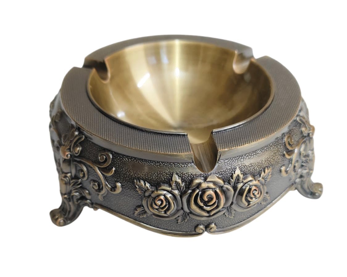 ANTLANTIC CREATIO Vintage Cigar Ashtray European Style Mini Astray Home Bar Decor Bronze 1 Piece Ashtray Regal, old-world luxury like Mughal Empire-image-17
