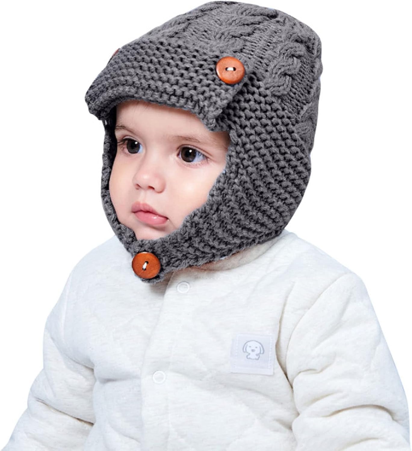 Gorro de Punto CáLido para Bebés, Gorro de Invierno CáLido para Niños Pequeños, Gorro de Punto con Orejeras para Bebés de 0 a 3 Años