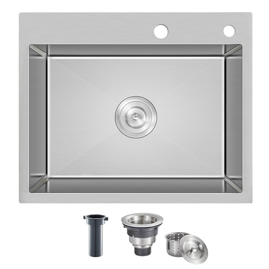 OUGOO 25x18 Inch Kitchen Sink Drop in, Premium T-304 Grade