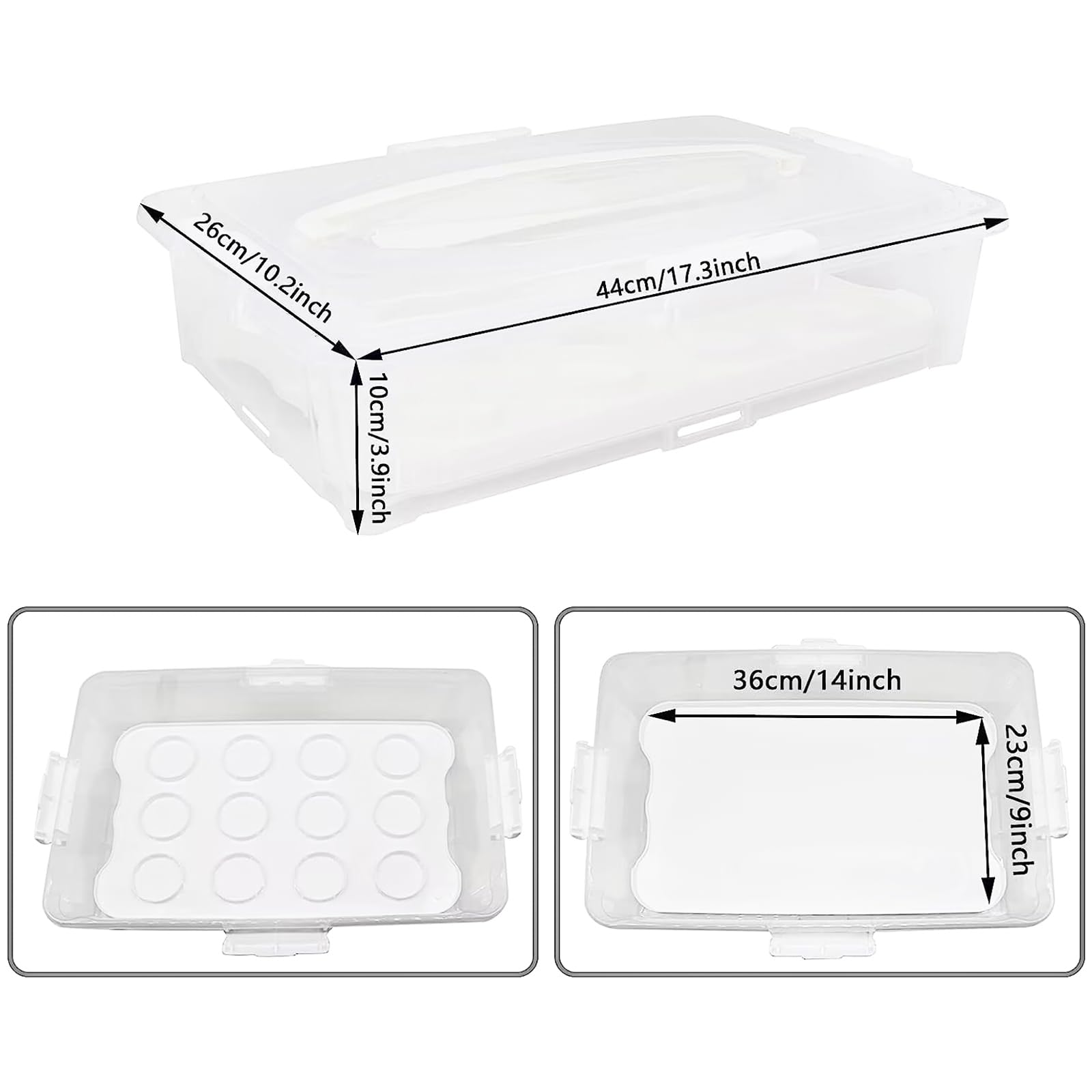 White Cake Carrier - Holds 12 Cupcakes or 1 Cake -2