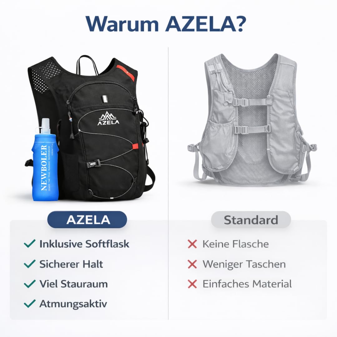 Laufweste Damen & Herren mit 500ml Trinkflasche – Ultraleichte & atmungsaktive Trinkweste mit Handyfach – Running Vest / Trinkrucksack für Joggen, Trailrunning & Marathon