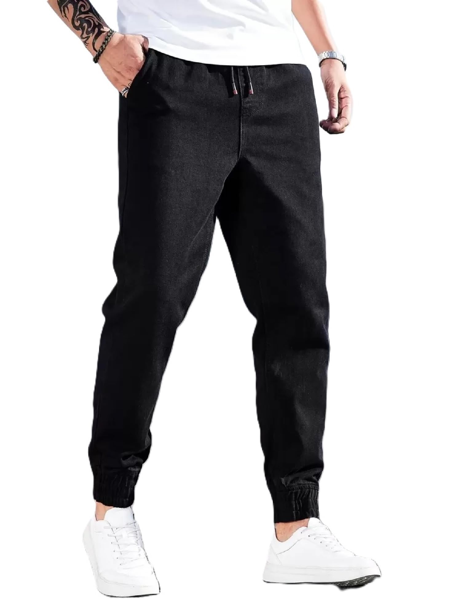 Jogger Jeans for Men | Casual Denim Pants | Stylish Black Joggers | Men’s Tapered Fit Bottoms (Q-40)-image-31