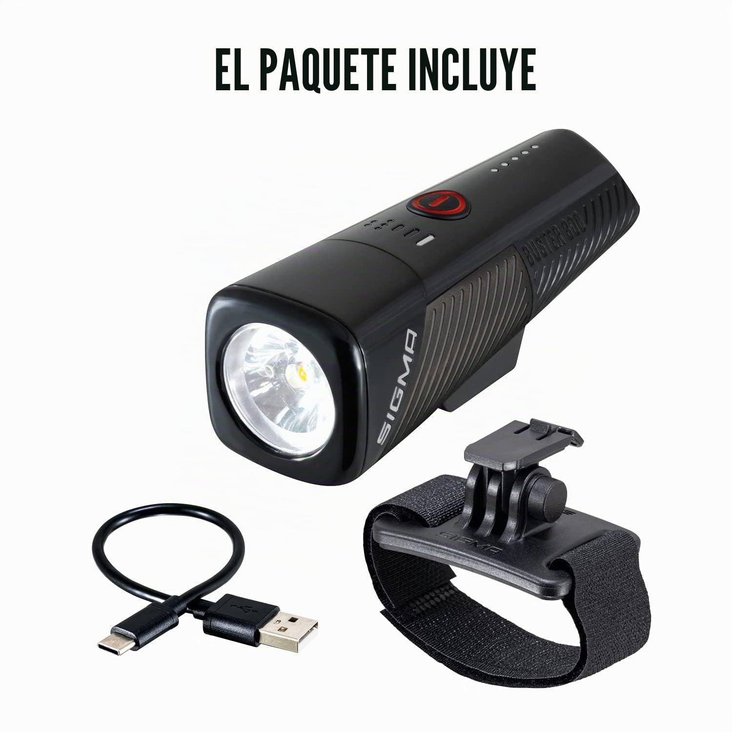 SIGMA - Buster 800 HL | Luz LED para Casco de 800 lúmenes | Luz para Casco, con Cinco perfiles de Modo | fácil fijación al Casco | Color: Negro