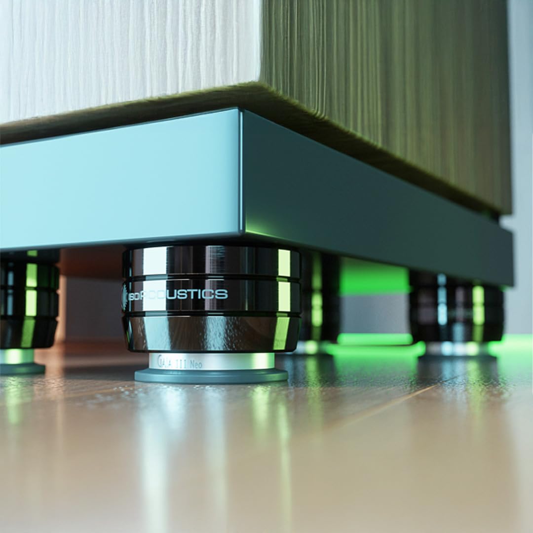 IsoAcoustics Gaia II Neo en cromo oscuro - Pies de aislamiento para altavoces y subwoofers de 55 kg o menos (juego de 4)