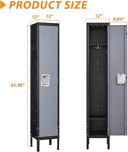 Miniatura 3 de Anxxsu Taquilla de metal para el hogar, vestidor, armarios de almacenamiento de acero de 71 pulgadas para empleados, armario con cerradura con 1