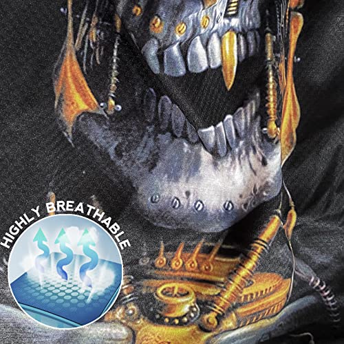 Eikuni Balaclava Face Mask for Men Women Lightweight for Cycling Ski Hunting Fishing (Skull Mechanical Gray Gold Face) - Image 4
