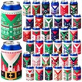 Picture of Potchen 36 Pcs Christmas Beer Can Cooler Sleeves 12 oz Colorful Insulated Neoprene Can Holders Bulk Xmas Holiday Soda Beer Drink Cover for Winter Christmas Party Decorations Supplies (Sweater)