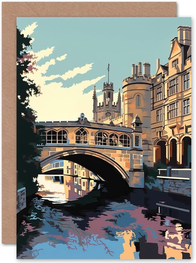 Artery8 Bridge of Sighs Cambridge University on Cam River Travel Birthday Sealed Greeting Card Plus Envelope Blank inside