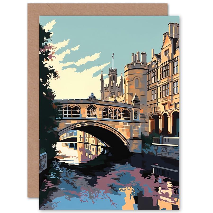 Artery8 Bridge of Sighs Cambridge University on Cam River Travel Birthday Sealed Greeting Card Plus Envelope Blank inside