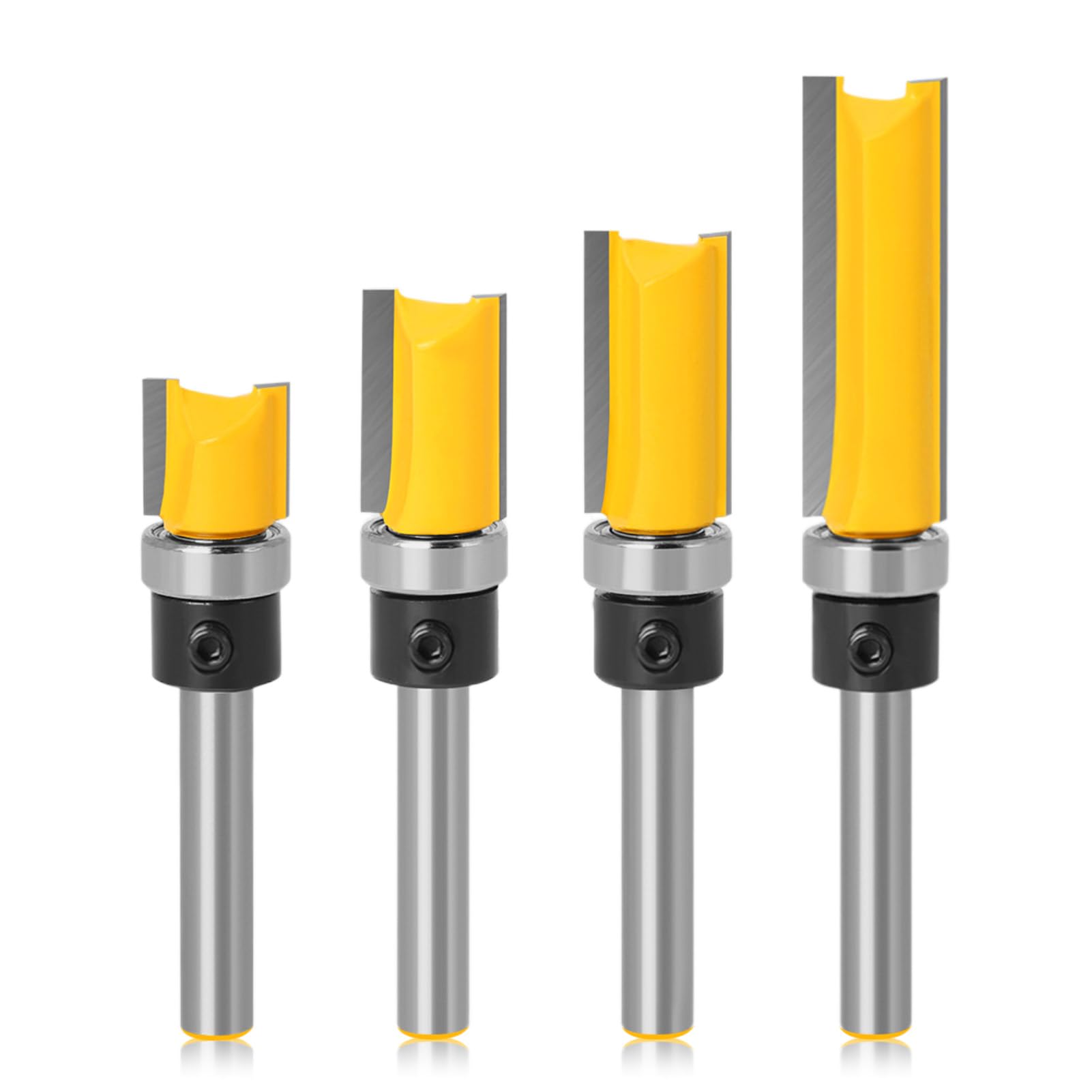 4 Pcs 1/4 Inch Shank Flush Trim Pattern Bit Set