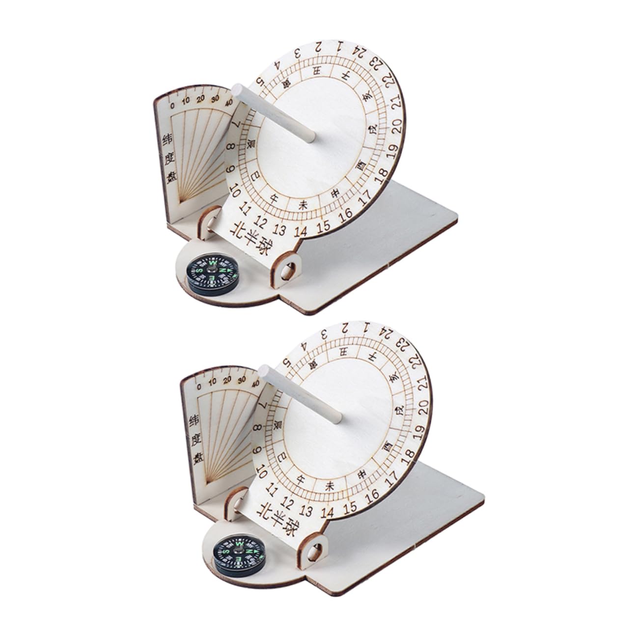 iplusmile 2pcs DIY Assembling Teaching Home Decor Ancient Sundial Clock Sundial Ornament DIY Sundial Clock Equatorial Sundial Clock Scientific Sundial Child Toy Puzzle Wooden
