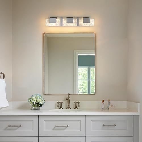 Miniatura 7 de Luz LED para tocador de baño 24 pulgadas de níquel cepillado acrílico moderno accesorios de iluminación - 3 luces de pared de diseño contemporáneo