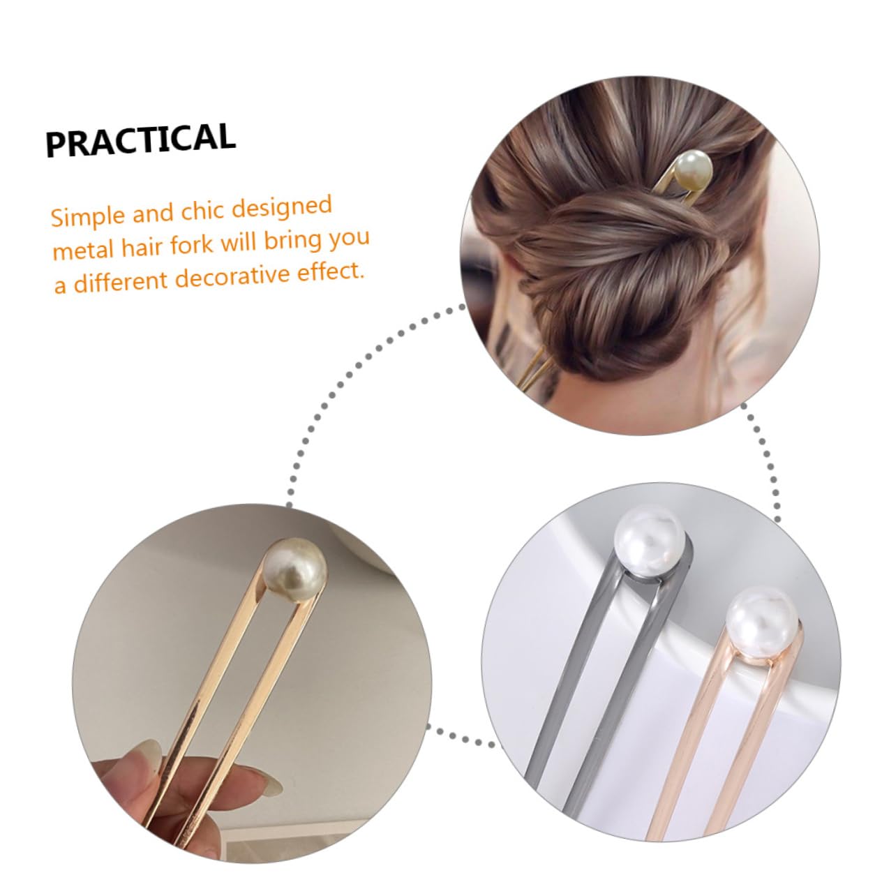 FRCOLOR 8 Pz A Forma di U Forcina Perline Per Capelli Bacchette Di Perline Chignon Ago Sposa Forcella Di Perline Capelli Per Le Donne Nodo Miss Muffin Lega Semplice