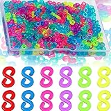 MEDA 1000+ PCS S Clips Rubber Band Bracelet Clips for Loom Bracelets, Colorful S Clips, DIY Friendship Bracelet Making Kit Rubber Band for Kids (Multi s-Clips)