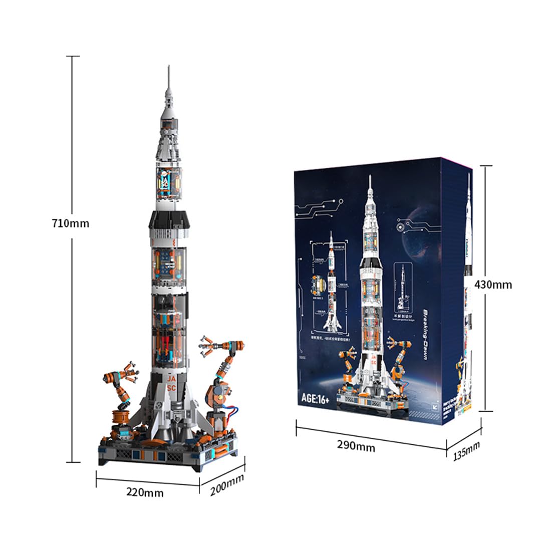 Kit per razzi spaziali, kit fai da te per razzi pesanti, modelli di giocattoli a tema spaziale, modello creativo da collezione ed esposizione di un razzo (1578 pezzi)