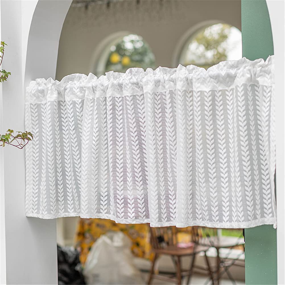 Cenefa de cortina transparente con encaje de espiga para iluminar cocinas con suavidad