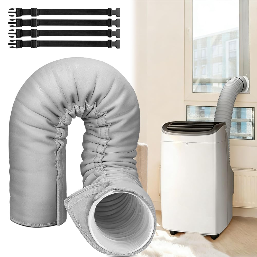 Manchon Isolation Tuyau Climatiseur, SGZIOO Manchon d'Isolation de Tuyau Pour Tuyaux D'échappement de 5" et 5,9" de Diamètre, avec 4 Sangles Réglables