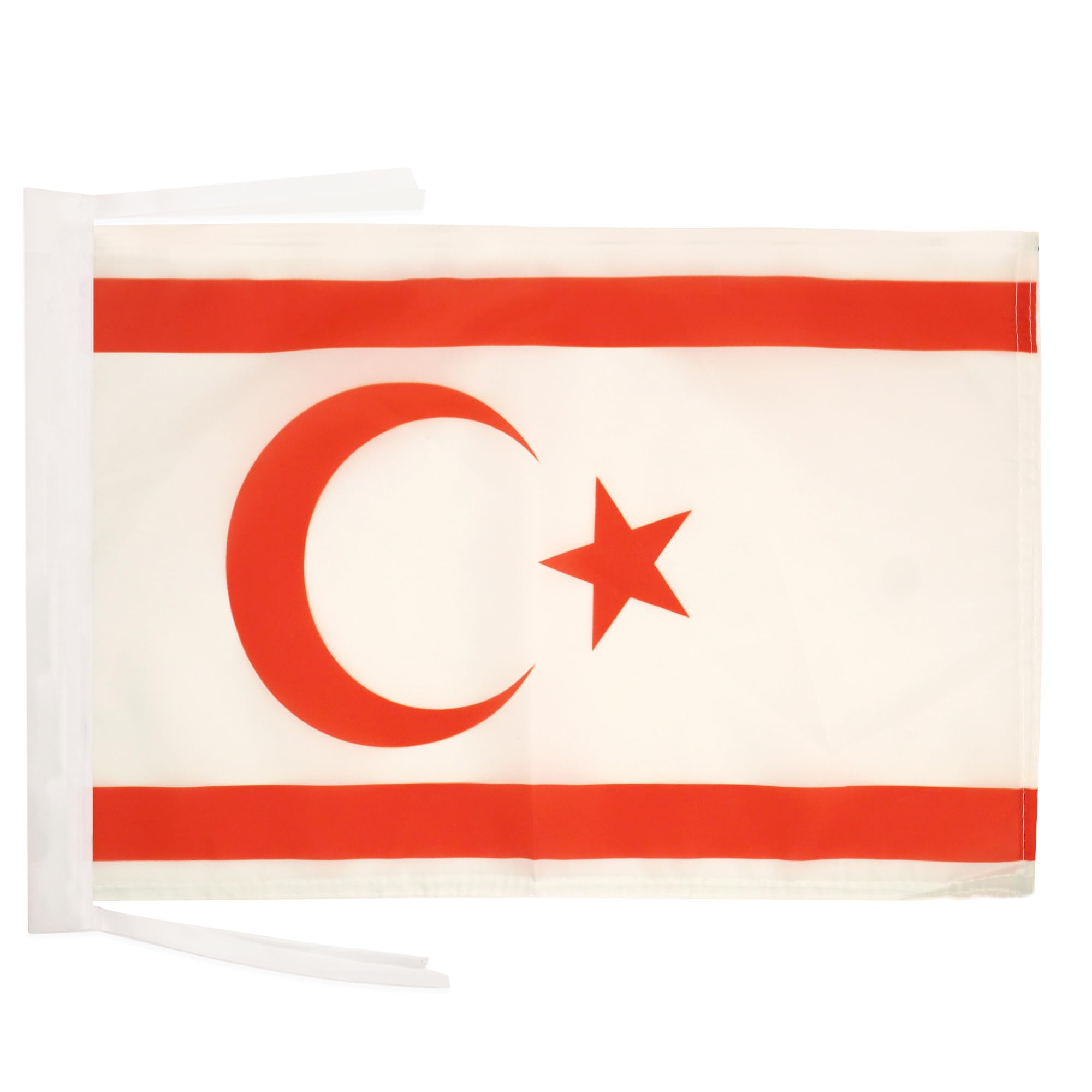 Drapeau Chypre du Nord en Polyester 100D avec Cordelettes, 45cm x 30cm