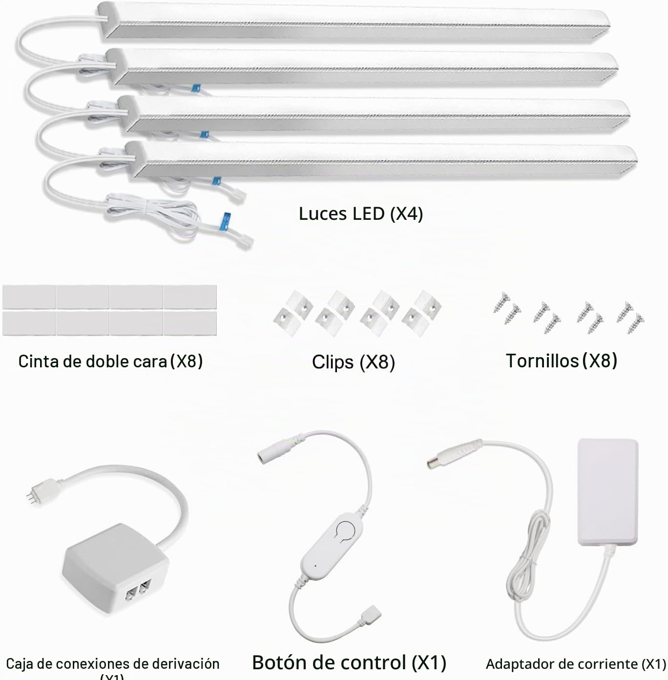 Cefrank – Kit de 4 Barras LED Inteligentes para Bajo Armario, Forma en V de 30 cm, Luz Regulable de 2700K a 6000K, 3W por Barra, con Control por App, Compatible con Alexa y Google Assistant