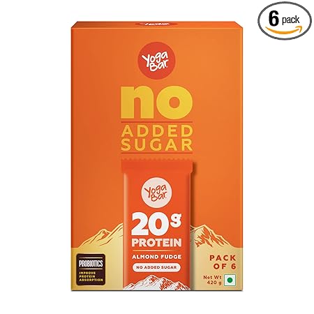 Yogabar 20 gram Protein Bar Almond Fudge - 6 x 70 g (Single Pack)