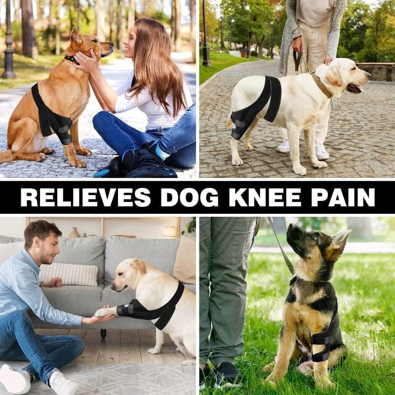 Image of JUANWAN Dog Knee Brace Leg Braces - Dog Canine Knee Stifle Brace Wrap Dog Knee Brace for Torn ACL Hind Leg Joint Pain Muscle Sore Pet Brace Reduces Pain and Inflammation (S), black