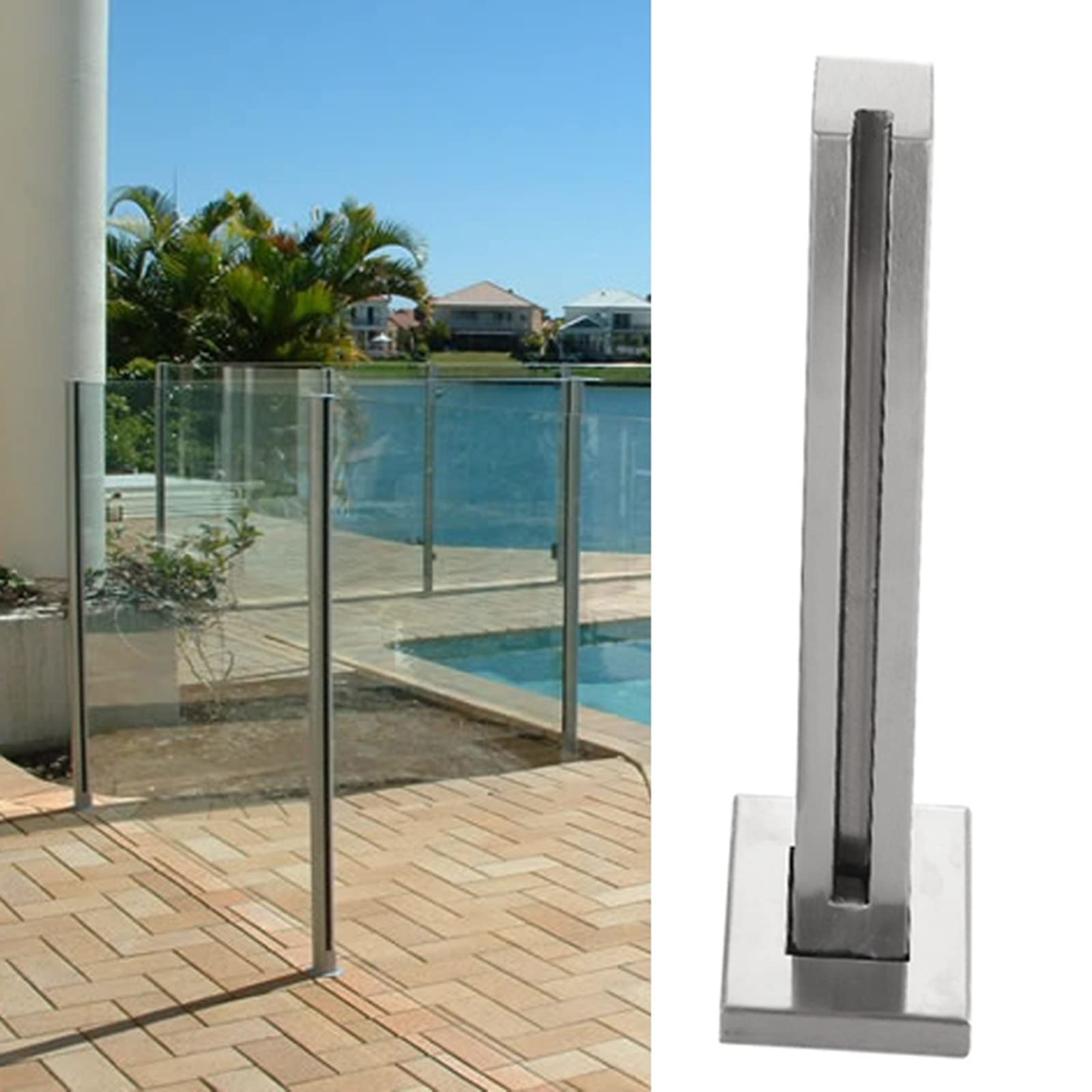 Poteau de balustrade en acier inoxydable pour panneau de verre de terrasse et escaliers